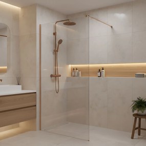 Параван за душ Rea Flexi Transparent / Brush Copper 70