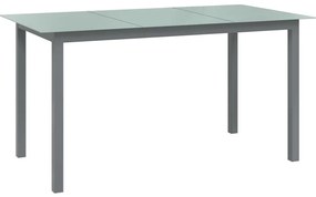 312204 vidaXL Градинска маса, светлосива, 150x90x74 см, алуминий и стъкло