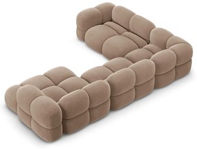 Кафяв кадифен ъглов диван (ляв ъгъл/U форма) Loretto – Cosmopolitan Design