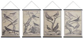 Пластно DKD Home Decor Птици (4 pcs) (60 x 2 x 90 cm)