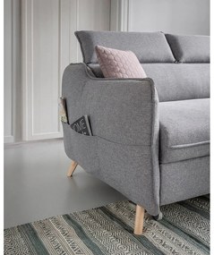 Светлосив ъглов разтегателен диван, десен ъгъл Sweet Harmony - Miuform