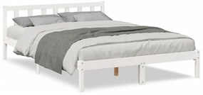 852437 vidaXL Рамка за легло без матрак, бял, 160x210 см, борово дърво масив