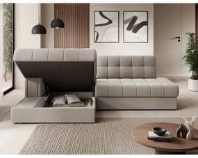 Бежов кадифен разтегателен ъглов диван (ляв ъгъл) Blezalt – ELTAP