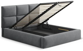 Сиво двойно легло 200x200 cm тапицирано с място за съхранение с включена подматрачна рамка Libera – Windsor &amp; Co Sofas