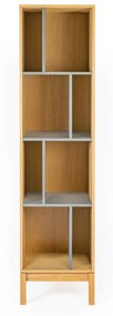 Сив шкаф за книги в дъб 45x185 cm AbbeyWood - Woodman