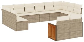 3260525 vidaXL Градински диван с възглавници, 12 части, бежов полиратан