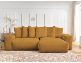 Сгъваем/с място за съхранение ъглов диван от рипсено кадифе в цвят горчица Voltaire – Bobochic Paris