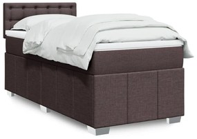 3286968 vidaXL Боксспринг легло с матрак, тъмнокафяво, 90x200 см, плат