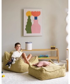 Зелен детски пуф от букле Square – Wigiwama