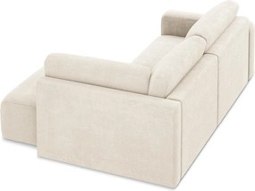 Кремав шенилов сгъваем/с място за съхранение ъглов диван (десен ъгъл/L форма) Kona – Makamii