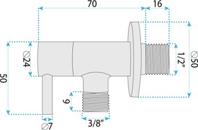 Ъглов вентил 1/2" x 3/8" Brush Gold