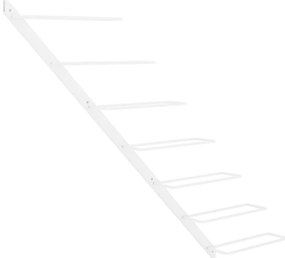 340896 vidaXL Стойка за вино за 7 бутилки, стенен монтаж, бяла, метал