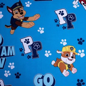 Син еластичен памучен детски чаршаф 90x200 cm Paw Patrol – Jerry Fabrics