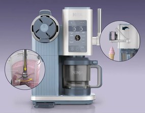 Машина за сладолед 13-в-1 Ninja CREAMi Scoop & Swirl™ NC702EU, 800W, 13 програми, 3-степенен лост за фунийки, CreamiFit, Creamify, 2 купички 473 мл, Персонализация, Син/Сив