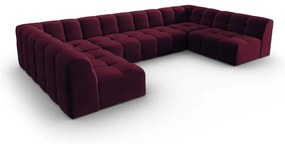 Ъглов диван от кадифе в цвят бордо (U-образен) Kendal - Micadoni Home