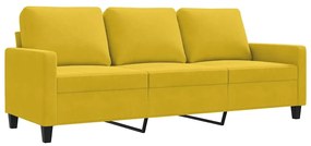 359215 vidaXL 3-местен диван, жълт, 180 см, кадифе
