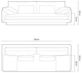 Бял кадифен диван 220 cm Torino – Micadoni