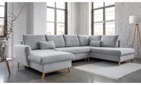 Светлосив U-образен разтегателен диван, десен ъгъл Scandic Lagom - Miuform