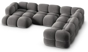 Сив кадифен ъглов диван (десен ъгъл/U форма) Loretto – Cosmopolitan Design