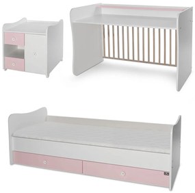 LORELLI Classic Трансформиращо се легло-люлка 190/72 см. MINI MAX БЯЛО/ORCHID PINK
