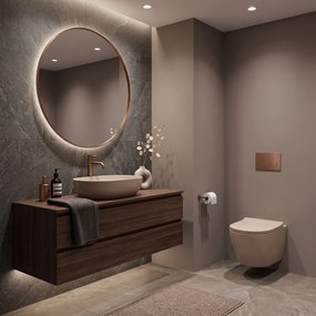 Комплект Конзолна WC Чиния Focus + Умивалник за Плот Rea Focus Taupe