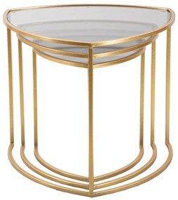 Кръгли масички за кафе със стъклен плот в златисто в комплект от 3 броя ø 60 cm Triangle – Mauro Ferretti