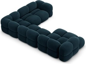 Тъмносин кадифен ъглов диван (десен ъгъл/U форма) Loretto – Cosmopolitan Design