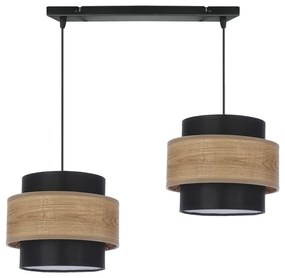 Висяща лампа с текстилен абажур в черно-природен цвят ø 20 cm Twin - Candellux Lighting