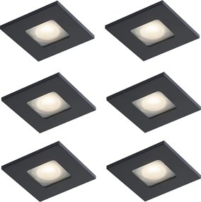 Комплект от 6 модерни вградени прожектора черни, въртящи се и накланящи се IP44 - Qure