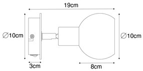 Прожектор в стил арт деко черен с димно стъкло и дърво - Vidro