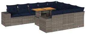 3327428 vidaXL Градински комплект диван с възглавници 11 части сив полиратан