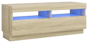 804457 vidaXL ТВ шкаф с LED осветление, дъб сонома, 100x35x40 см