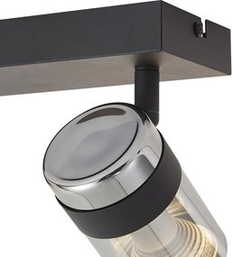 Плафон черен с димно стъкло 2 светлини въртящ се и накланящ се - Gianni