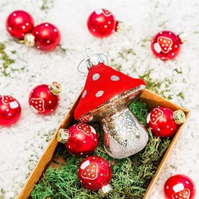 Стъклени ръчни изработени коледни топки в комплект от 12 бр. ø 3 cm Mushroom Mini – Sass &amp; Belle