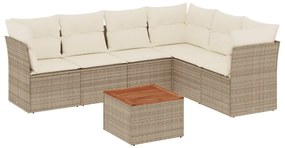3255988 vidaXL Градински диван с възглавници, 7 части, бежов полиратан
