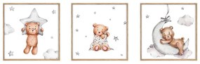 Детски картини в комплект от 3 броя 20x20 cm Teddy Bear