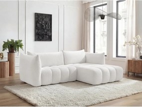 Бял ъглов диван от прежда с примки от букле (десен ъгъл) Azra – Bobochic Paris