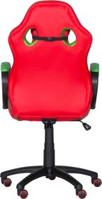 Геймърски стол с футболни мотиви Carmen 6304, До 100 кг, Еко кожа, Регулиране на люлеенето, Силиконови колелца, Червен/зелен