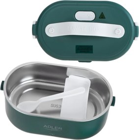 Електрическа кутия за обяд Adler AD 4505, 800 ml, До 50C, Стоманен съд за храна, Зелен