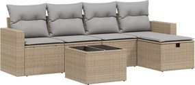 3263475 vidaXL Градински диван с възглавници 6 части бежов микс полиратан