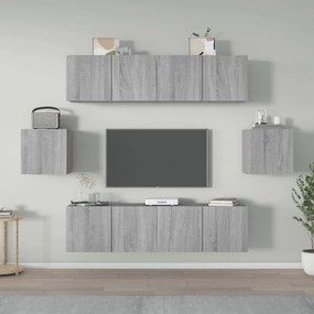 3120267 vidaXL Комплект ТВ шкафове от 6 части, сив сонома, инженерно дърво