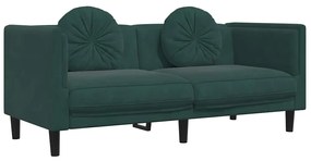372634 vidaXL Диван с възглавници 2-местен тъмнозелено кадифе