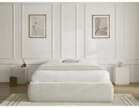 Бежово двойно легло 160x200 cm тапицирано с място за съхранение/без табла с включена подматрачна рамка Inera – Bobochic Paris