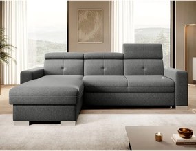 Сив разтегателен ъглов диван с място за съхранение (ляв ъгъл) Fresia – ELTAP