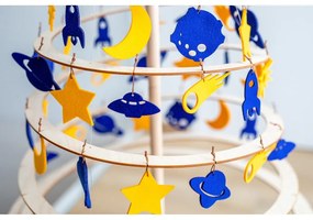 Комплект от 8 коледни украси от жълт и син филц - Spira