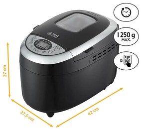 Хлебопекарна FIRST FA-5152-3-BA, 850W, 1.25 кг, 12 програми, Таймер, Незалепващо покритие, Черен/инокс