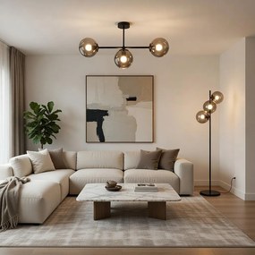 Плафон ФИОРЕ, черен/сив, 3xE27