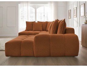 Теракотен шенилов сгъваем/с място за съхранение ъглов диван (ляв ъгъл/U форма) Everest – Bobochic Paris