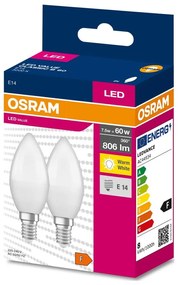 К-кт 2x LED Крушка B38 E14/7,5W/230V 3000K - Osram