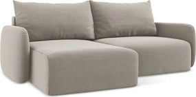 Кафяво-сив кадифен сгъваем/с място за съхранение ъглов диван (ляв ъгъл) Kalena – Makamii